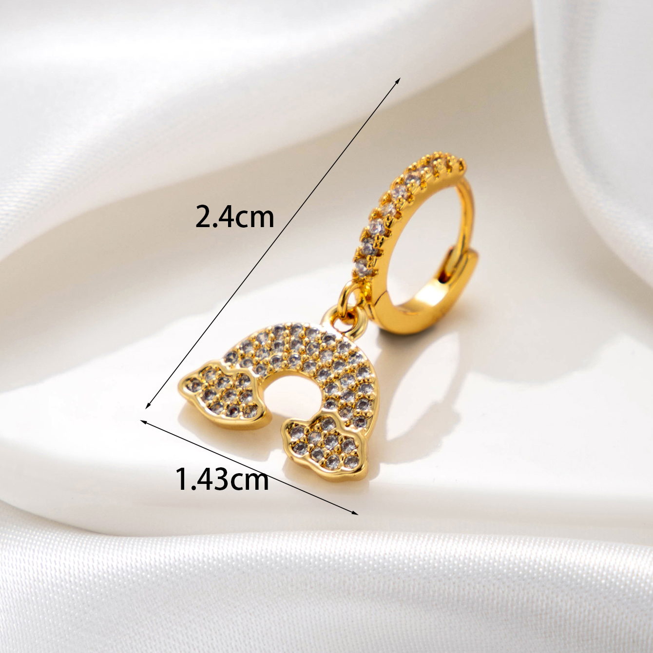 1 Piece Simple Series Copper 18K Gold color Plated Material Zircon Women's Dangle Earrings h5 